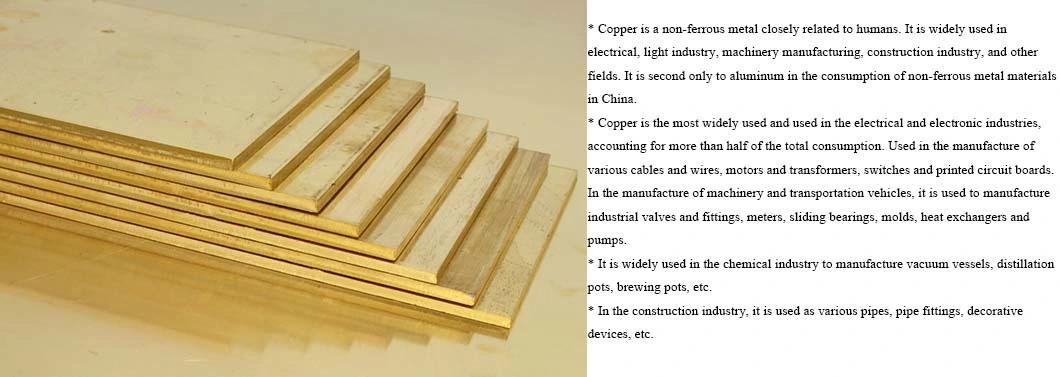 Brass Plate Grade and Brass Material Copper Sheet C10100 Tu0 Ofe Oxygen-Free Electronic Copper Plate